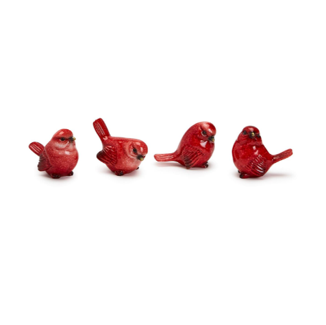 Set of 4 Red Cardinal Miniature Sculptures