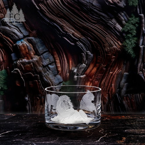 Big Cats Wrapped Crystal Bowl | Etched Crystal | Evergreen Crystal