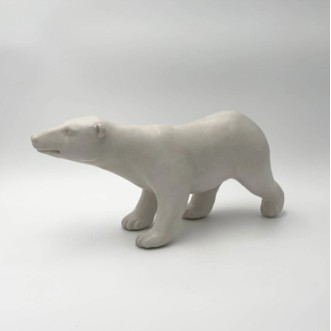 Hand Sculpted Strutting Polar Bear Sculpture | Bronwen Weber