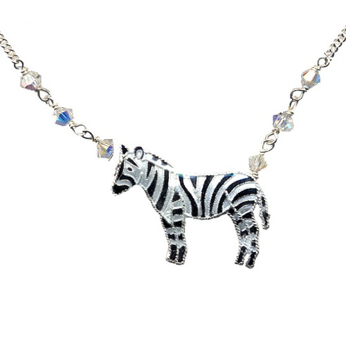 Zebra Necklace | Cloisonne Jewelry | Bamboo Jewelry