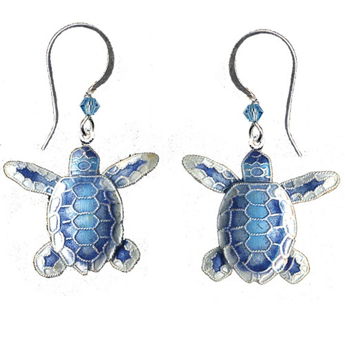 Turtle Earrings | Flatback Hatchling | Cloisonne Jewelry | Post