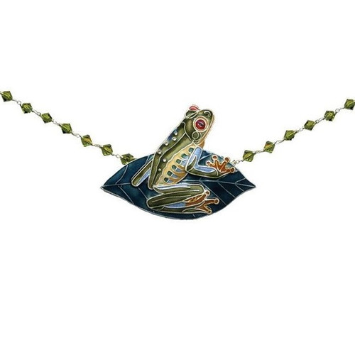 Frog Necklace | Red Eyed Tree Frog | Cloisonne Jewelry
