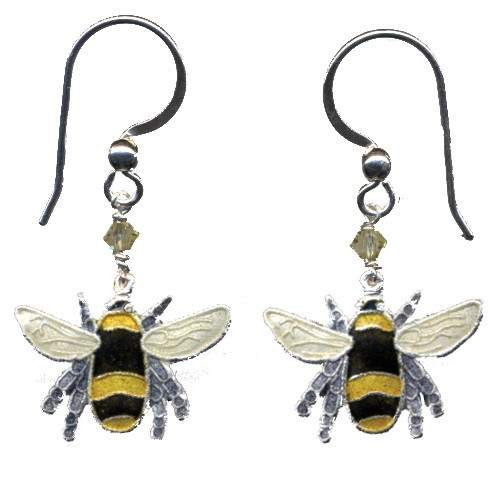 Bee Earrings Bumble Bee Cloisonne Jewelry Wire Earrings