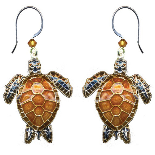 Green Sea Turtle Wire Earrings