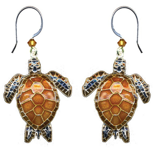 Green Sea Turtle Wire Earrings