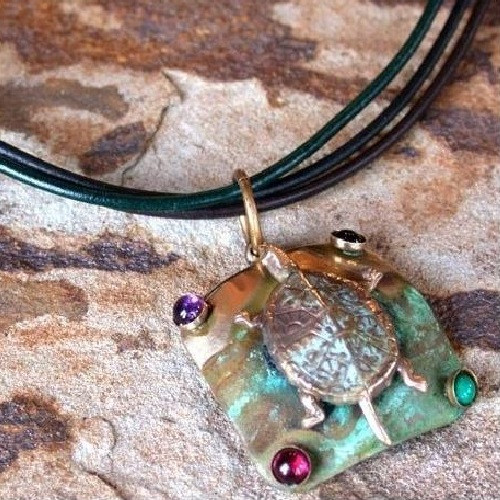 Turtle Pendant Necklace | Brass | Elaine Coyne