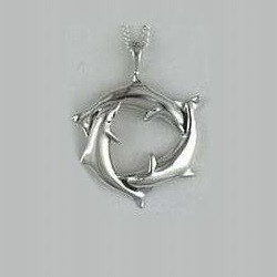 Dolphin Trio Necklace | Pendant | Sterling Silver | Kabana