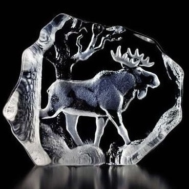 Bull Moose Crystal Sculpture | 33566 | Mats Jonasson Maleras