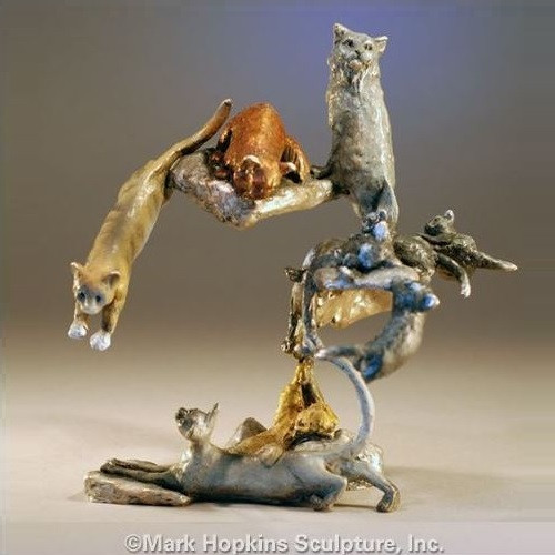 Cat Sculpture | Nine Lives | Bronze | Mark Hopkins