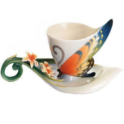 Tiger Swallowtail Cup Saucer | Butterfly | Porcelain | Franz