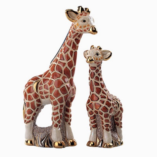 Ceramic Giraffe and Baby Figurine Set De Rosa Collection Safari