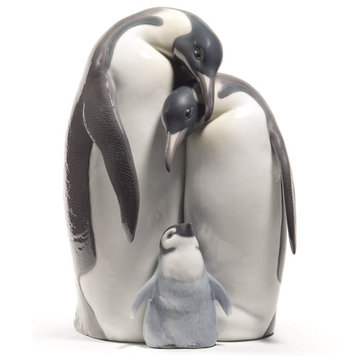 Penguin Family Porcelain Sculpture | Lladro Penguin Family Figurine