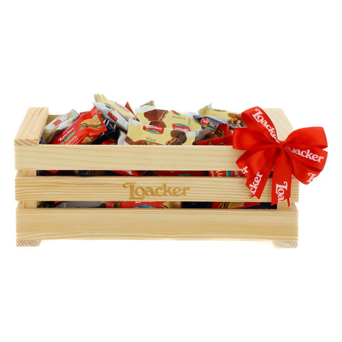 Cassettina di legno, confezione regalo con fiocco 700g