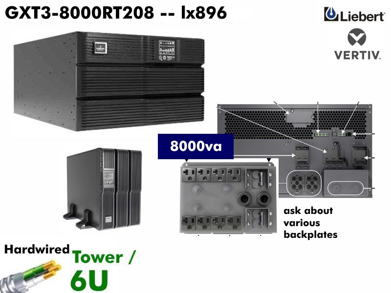 GXT3-8000RT208 ~ 8000va Liebert GXT3 Online (120/208/240v -6U