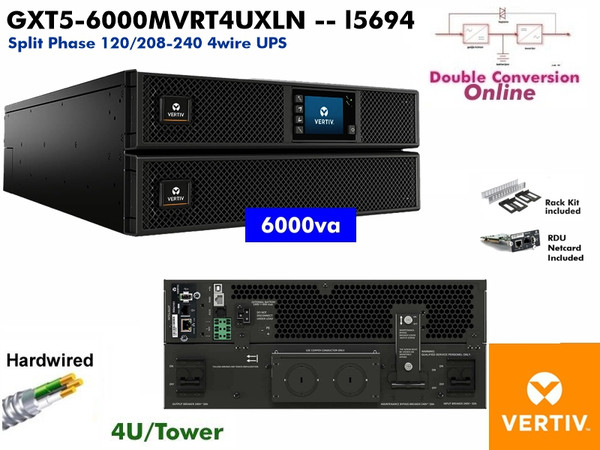 GXT5-6000MVRT4UXLN - Vertiv GXT5 Online 6000va (120/208-240v ) - Refurbished