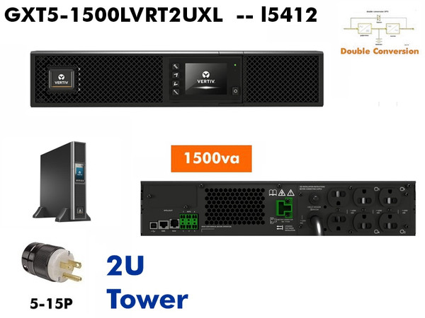 GXT5-1500LVRT2UXL - Vertiv GXT5 Online 1500va (120v LCD 15amp ) - Refurbished