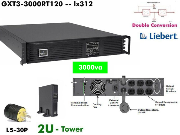 GXT3-3000RT120 - Liebert GXT3 Online 3000va (120v ) - Refurbished GXT3-3000RT120 - Liebert GXT3 Online 3000va (120v ) - Refurbished