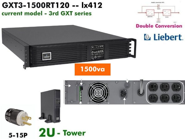 GXT3-1500RT120 - Liebert GXT3 Online 1500VA (120v - 15amp 1.5kva) - Refurbished
