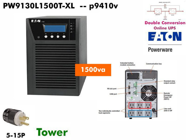 PW9130L1500T-XL - Powerware Online 9130 1500VA (120v - Lab Ready) - Refurbished