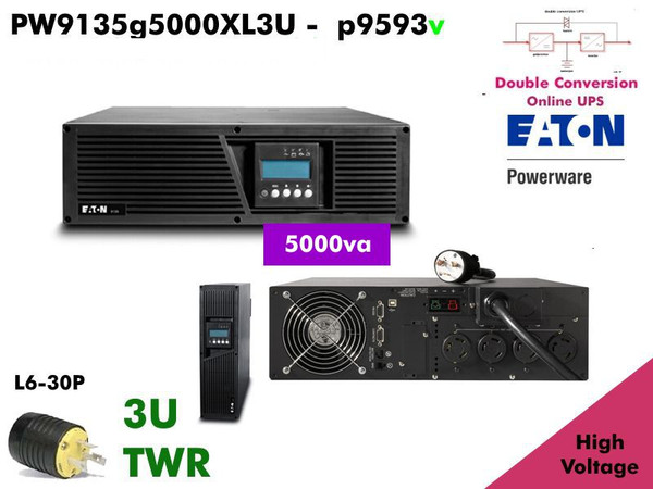 PW9135G5000-XL3U - Powerware Online 9135 5000VA (200-240v - Value LCD 5kva) - Refurbished