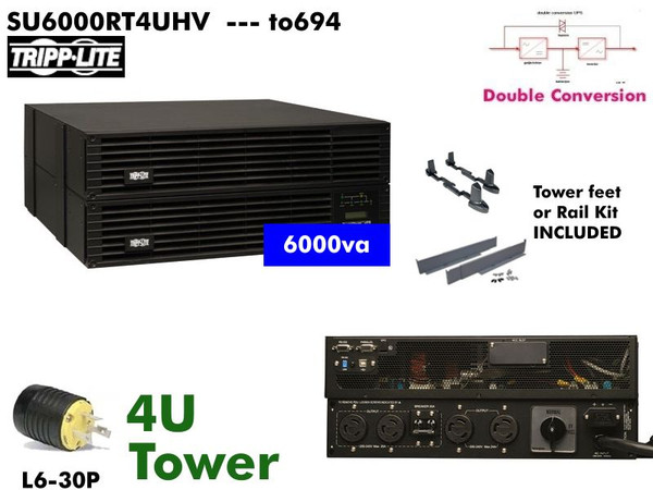 SU6000RT4UHV ~ 6000va Tripplite Online UPS (200240v -4U Split Phase) Refurbished