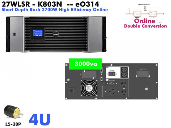 K803N - 27WLSR - Dell Smarter 3000VA (120v - LCD Online) - Refurbished