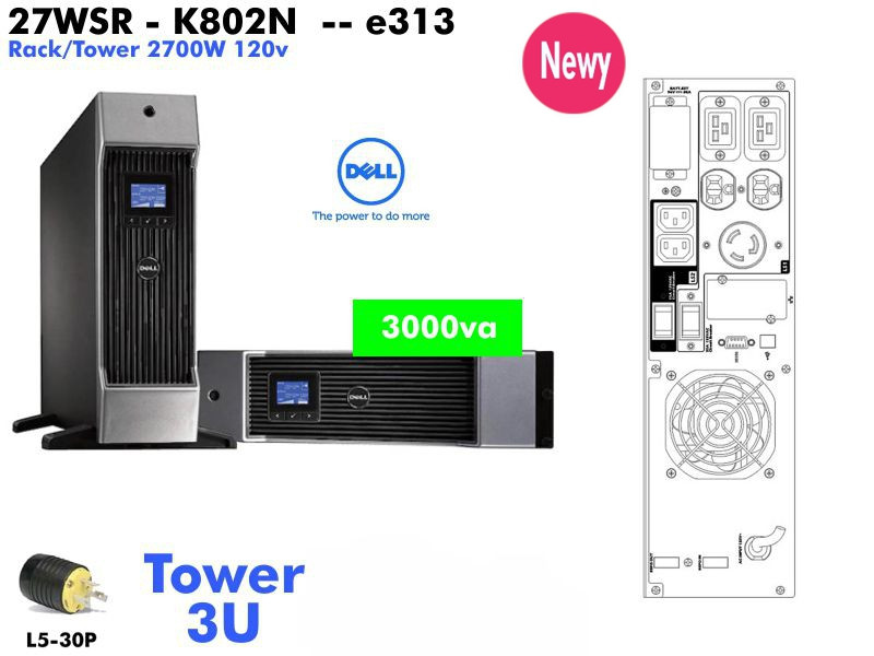 K802N - 23WSR - Dell Smarter 3000VA (120v - 3kva LCD) - NOB