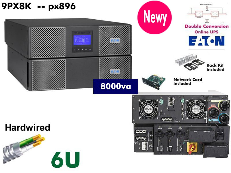 9PX8K - Eaton 9PX 8000VA (200-240v - LCD 8kw Hardwired) - NOB