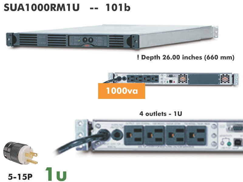 SUA1000RM1U - APC SmartUPS 1000VA (120v - or Wallmount) - Refurbished