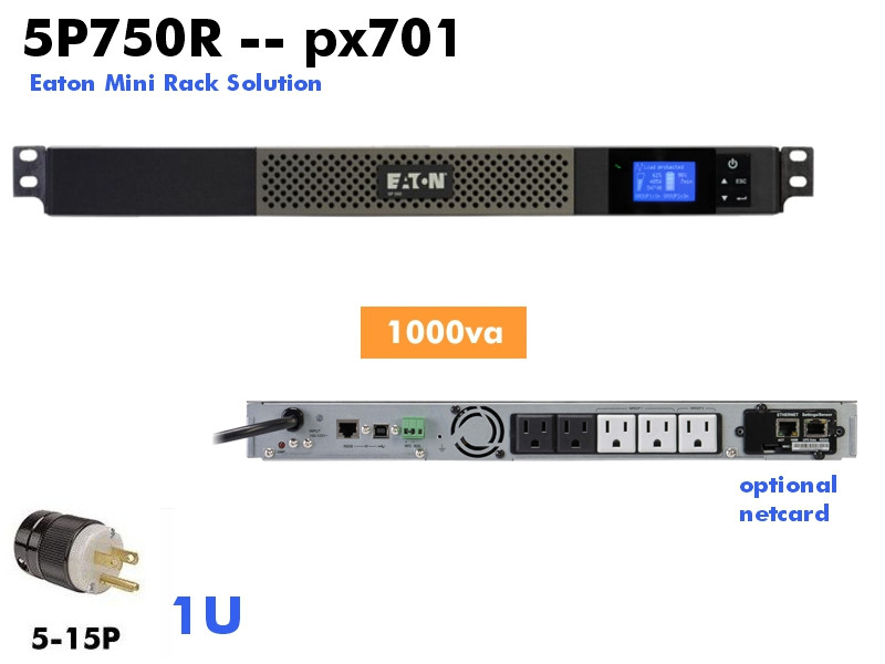 5P750R ~ 750va Eaton 5P (120 - 1U - Compact) - Refurbished