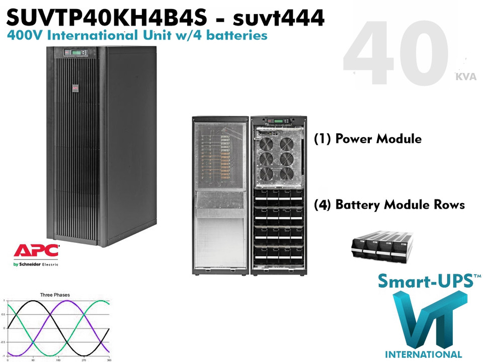 SUVTP40KH4B4S ~ 40000va APC Smart VT (3p/400v - VT -Tower - Export) - Refurbished