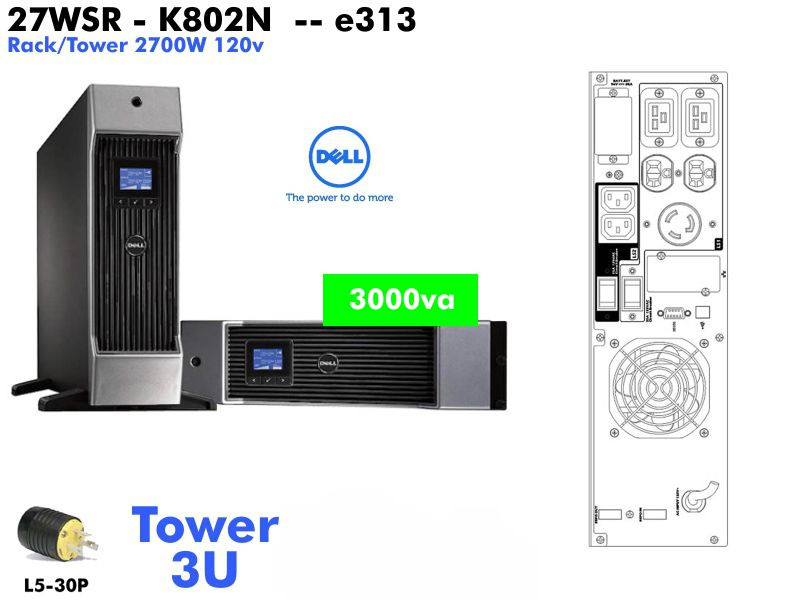 K802N - 23WSR - Dell UPS 3000va (120v 2700W ) - Refurbished