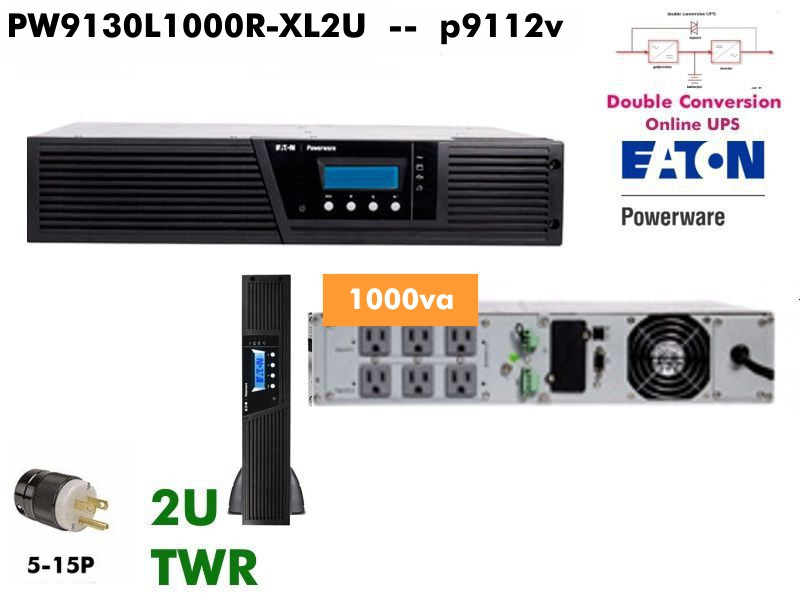 PW9130L1000R-XL2U - Powerware Online 9130 1000VA (120v - Lab Ready) - Refurbished