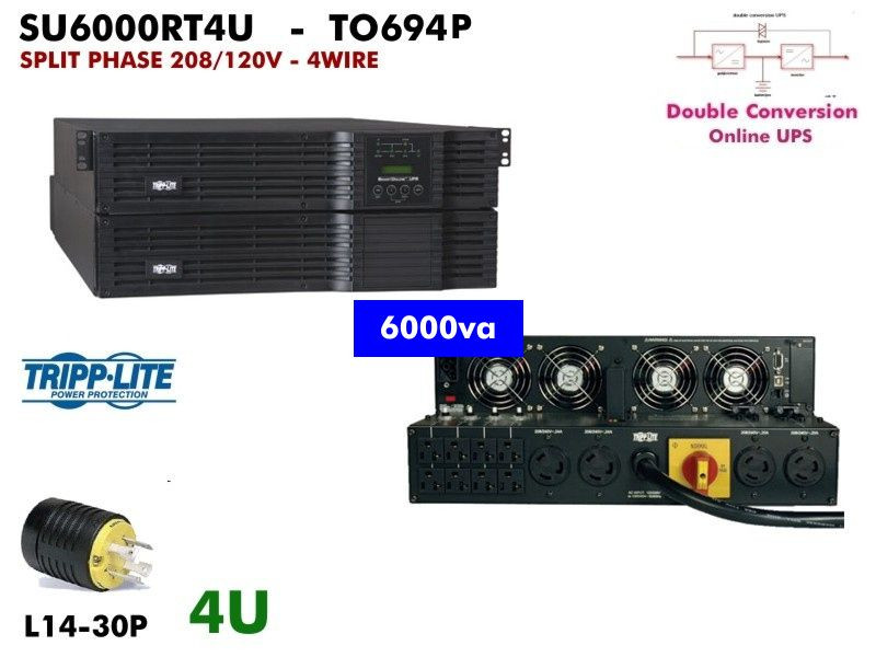 SU6000RT4U - Tripplite Online 6000VA (120/208-240v - Split Phase) - Refurbished