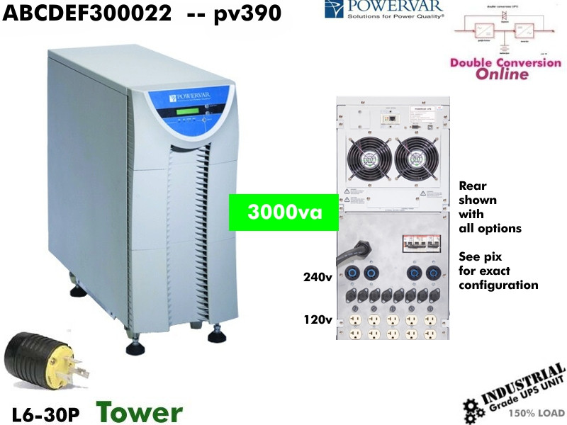 ABCDEF3000-22 - Powervar SecurityPlus 3000VA (120/208-240v - Medical UPS) - Refurbished