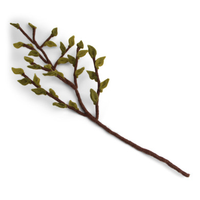 Wool Branch with Green Leaves