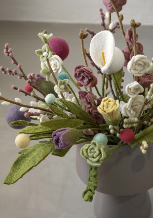 Wool Flowers on Stalk