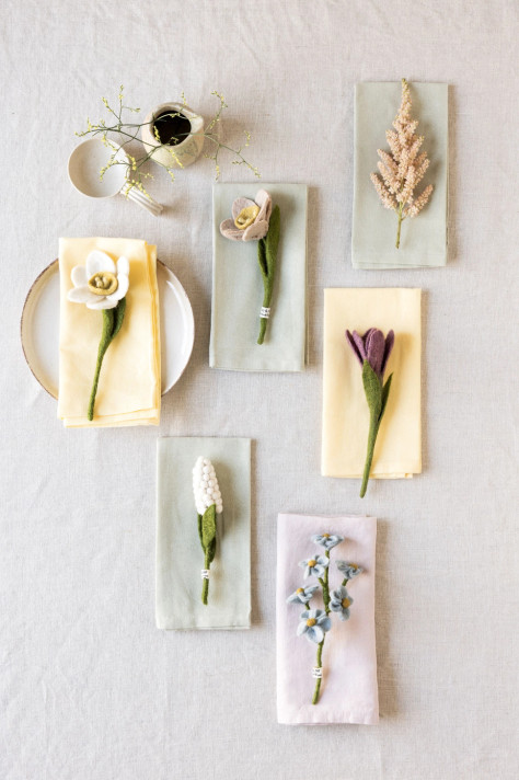 Wool Lavenders and Leaf - Set of 3