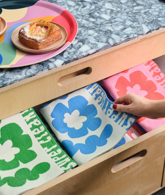 Super Clean Flowers Tea Towel
