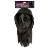 Fun World Invisible Mask Deluxe, black hooded costume mask with attached black hood and fabric covering the face.