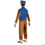 Disguise Paw Patrol™ Chase Costume - Adult, full-body costume of Chase from Paw Patrol, featuring a blue and brown jumpsuit with a character hat, suitable for adults.