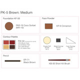 Ben Nye Personal Creme Kit Brown/Medium PK-5, makeup palette with foundation, face powder, contour colors, and brushes.