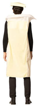 Rasta Imposta Stick of Butter Tunic Costume - Adult, back view of person wearing a butter stick costume with a butter design on the tunic and a matching butter hat, ideal for fun costume occasions.