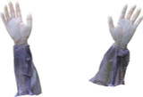 Forum Zombie Hands and Arm Lawn Stakes, 2-Pieces, white zombie hands with covered arms used as lawn decorations for Halloween or horror-themed events.