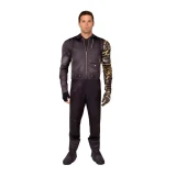 JazWares Thunderbolts™ Bucky Barnes Marvel Jumpsuit Costume- Adult, a men's superhero costume featuring a black and gold tactical jumpsuit with detailed armor design and accessories.