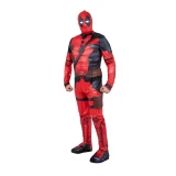 JazWares Deadpool & Wolverine Muscle Costume- Marvel Adult, Red and black superhero costume with muscle padding, mask, and detailed costume design.