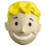 Trick or Treat Studios Fallout™ Retro Vault Boy Plastic Mask - One Size, yellow-haired Vault Boy character face mask with cheerful expression, black eye holes, and sculpted details.