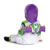 Disguise Toy Story™ Buzz Lightyear Deluxe Disney Pixar Jumpsuit, a children's costume featuring a white jumpsuit with green and purple accents, and a purple hood designed to resemble Buzz Lightyear from Toy Story.
