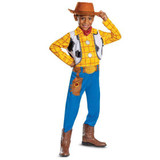 Disguise Toy Story 5™ Woody Jumpsuit Disney Pixar Costume for Children, child dressed as Woody from Toy Story with cowboy hat, yellow plaid shirt, blue jeans, and brown boots.
