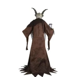 Morris Animated 7 Ft. 9" Light-Up The Time Demon Halloween Decoration, spooky demon figure with long robes, horns, and glowing eyes suitable for Halloween decor.